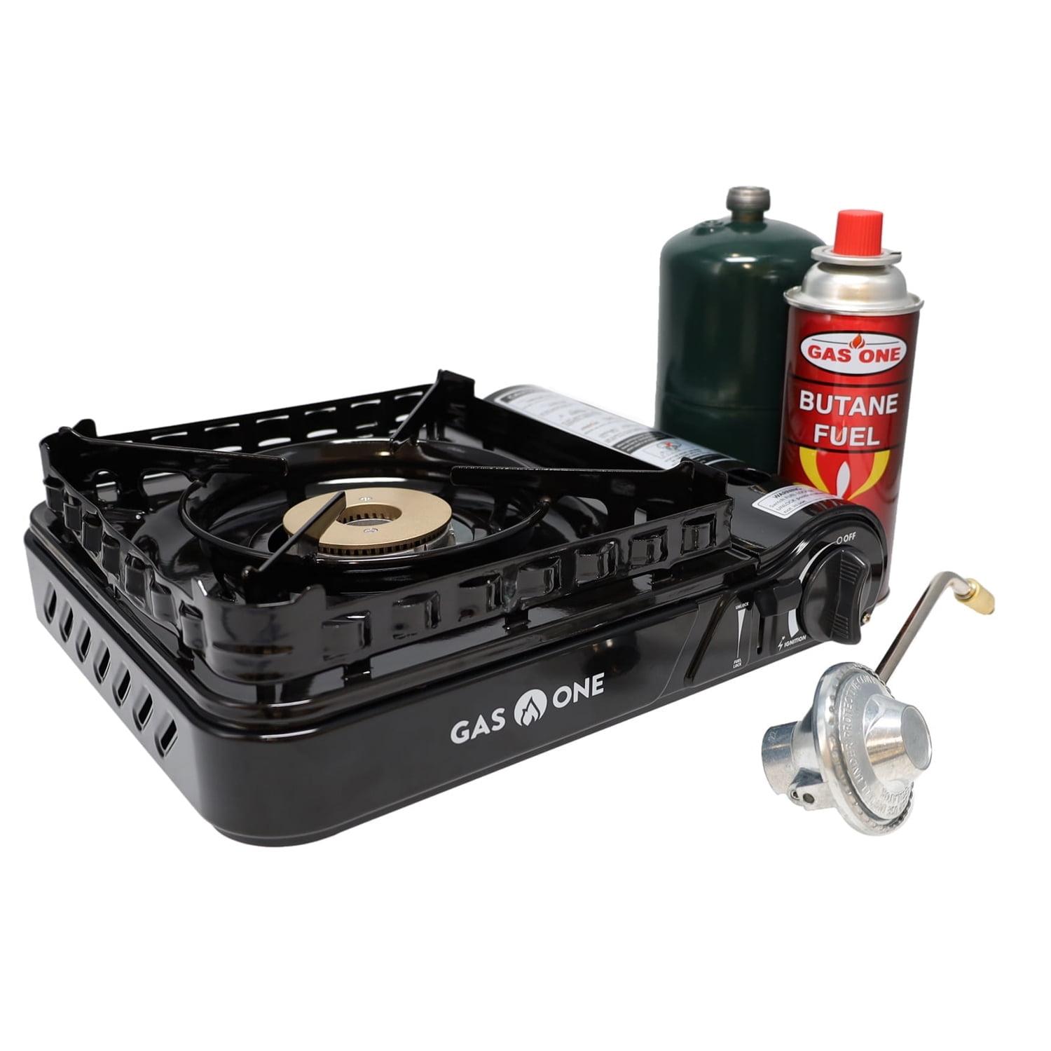 Black Dual Fuel Portable Gas Stove with Brass Burner Head