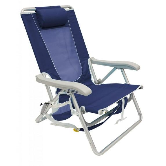 GCI Outdoor Backpack Beach Chair Lightweight Low Profile Reclining Chair, Nautical Blue