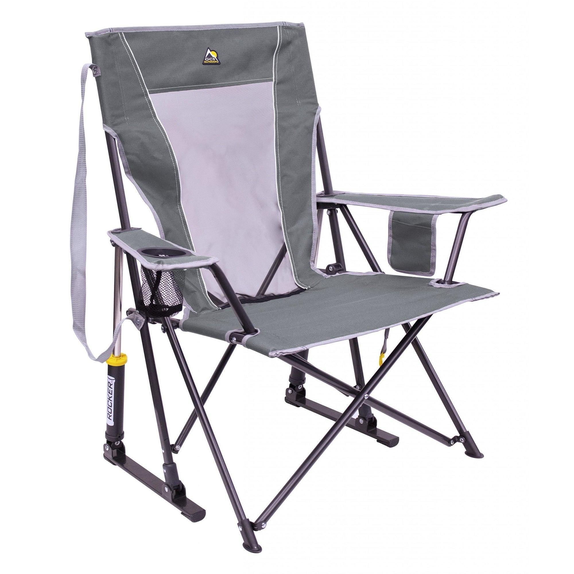 Mercury Gray Foldable Rocking Camp Chair with Mesh Backrest