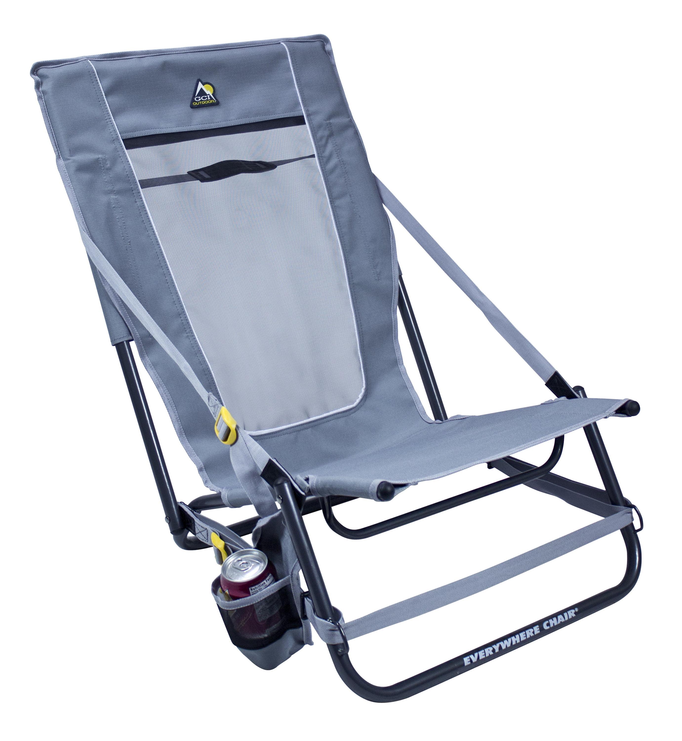 Mercury Gray Alloy Steel Portable Outdoor Chair with Mesh Panel