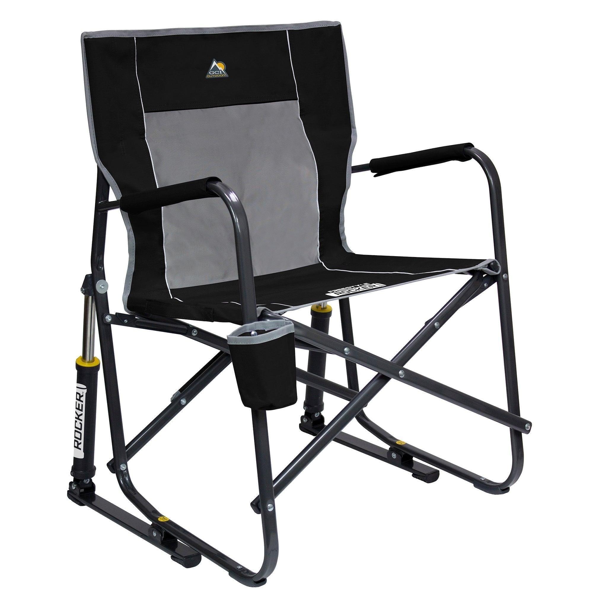 GCI Outdoor Black Steel Foldable Rocking Camp Chair