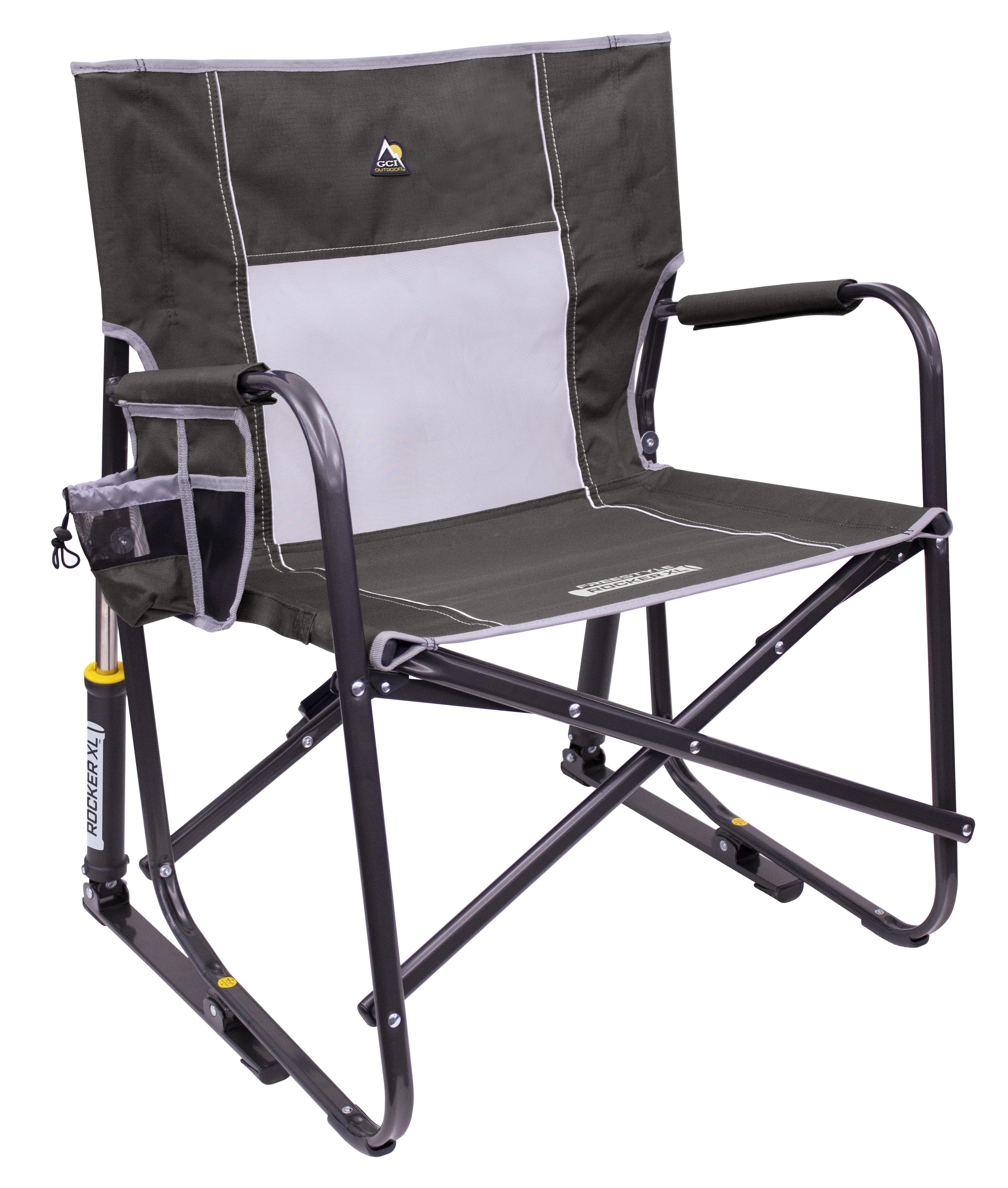 Pewter Gray XL Heavy-Duty Folding Rocking Chair with Armrests