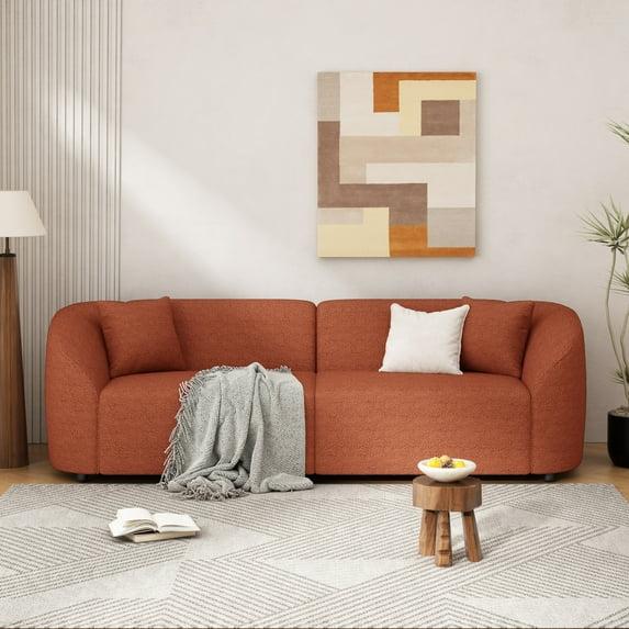 Christopher Knight Home Godwin 87.5" Modern Upholstered 3 Seater Curved Sofa, Orange