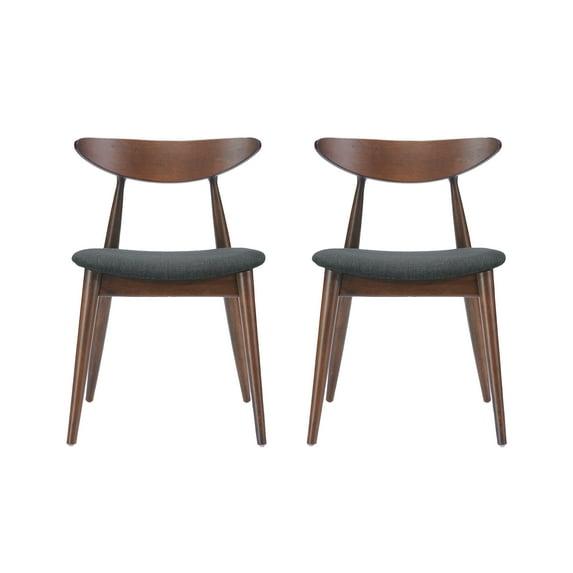 Christopher Knight Home Barron Mid Century Modern Rubberwood Fabric Upholstered Dining Chairs (Set of 2), Charcoal/Walnut