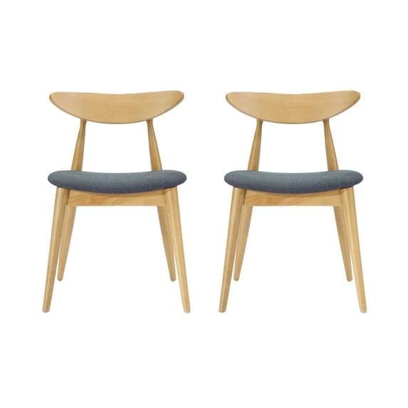 Christopher Knight Home Barron Mid Century Modern Rubberwood Fabric Upholstered Dining Chairs (Set of 2), Gray/Natural Oak