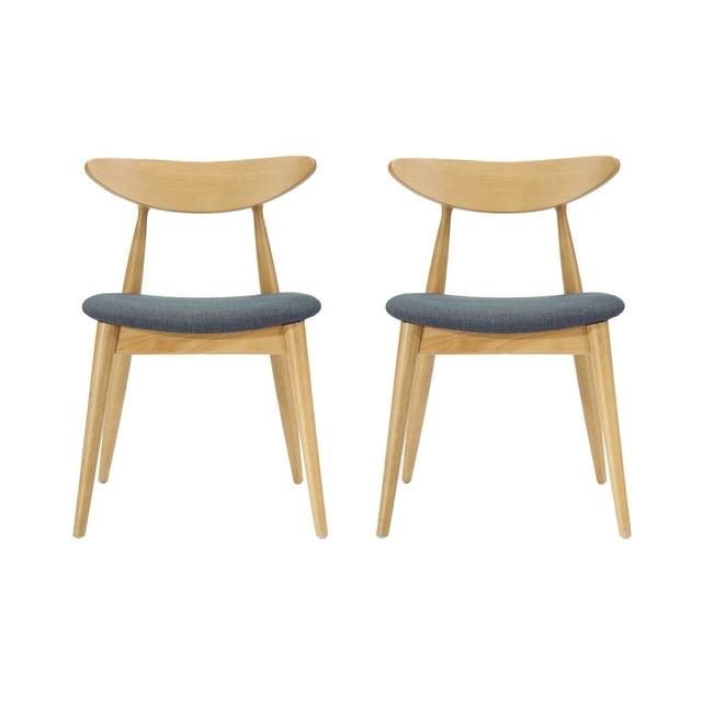 Christopher Knight Home Barron Mid Century Modern Rubberwood Fabric Upholstered Dining Chairs (Set of 2), Gray/Natural Oak