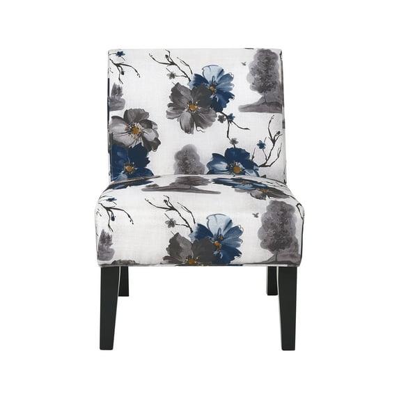 Christopher Knight Home Kassi Accent Chair Blue Floral: Upholstered Slipper Side Chair for Living Room, Rubberwood