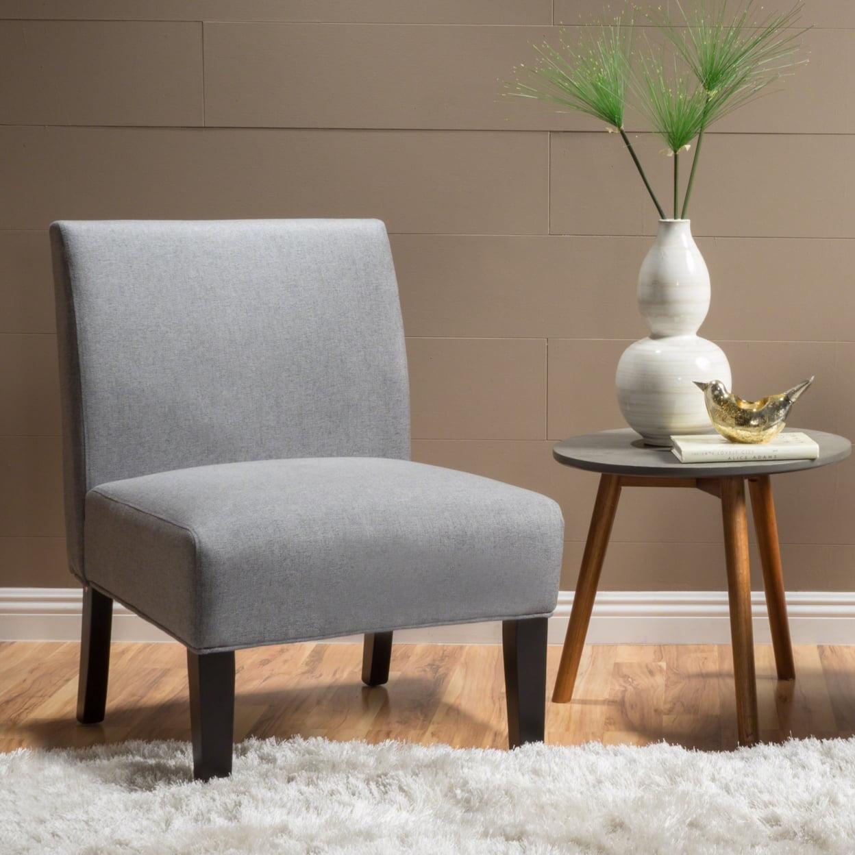 Kassi Accent Chair Gray: Contemporary Armless, Upholstered, Rubberwood Legs - Christopher Knight Home