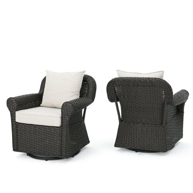 Amaya Set of 2 Wicker Swivel Rocking Chair: Patio Furniture, UV & Weather-Resistant - Christopher Knight Home