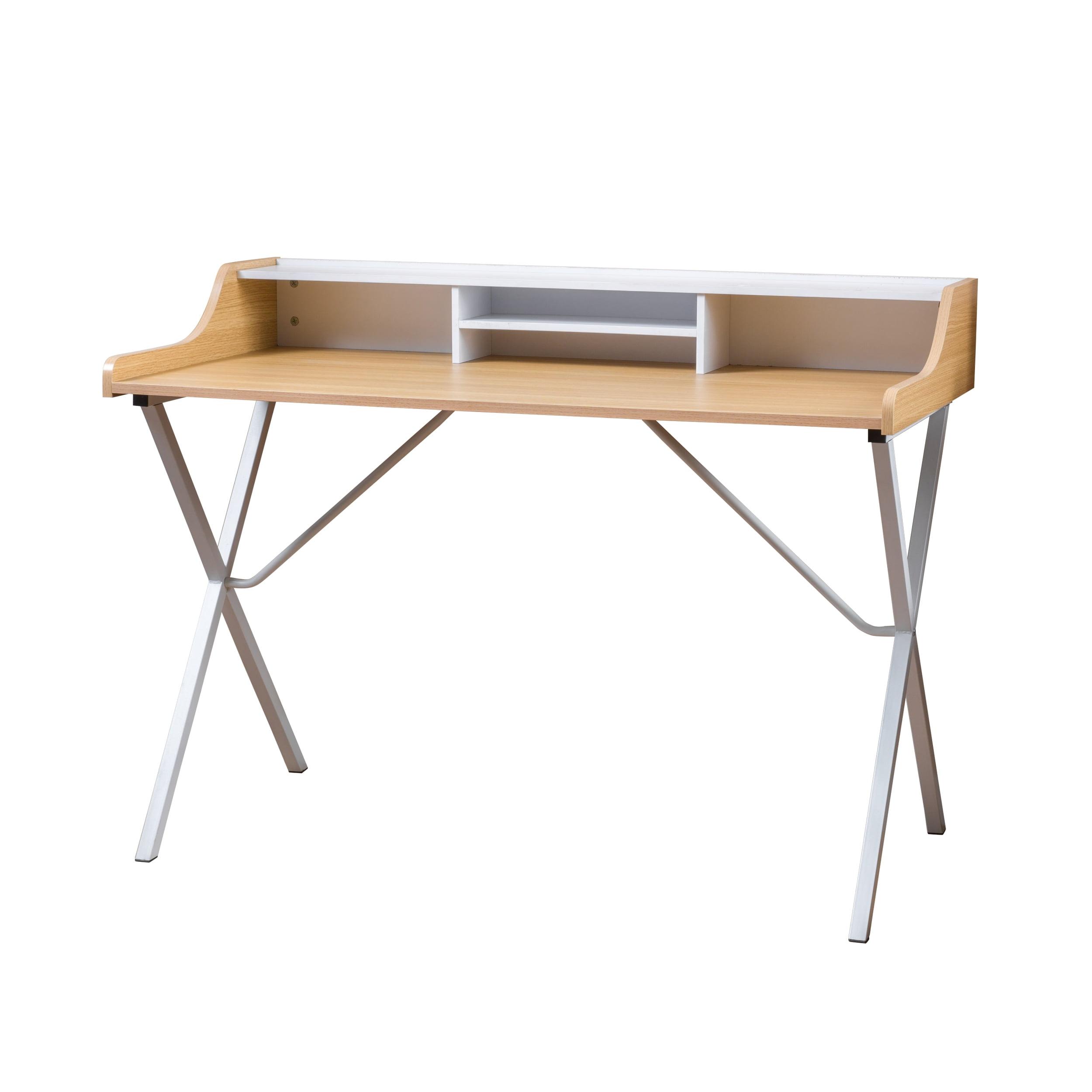 GDFStudio Alexandria Modern Faux Wood Computer Desk, Oak/White
