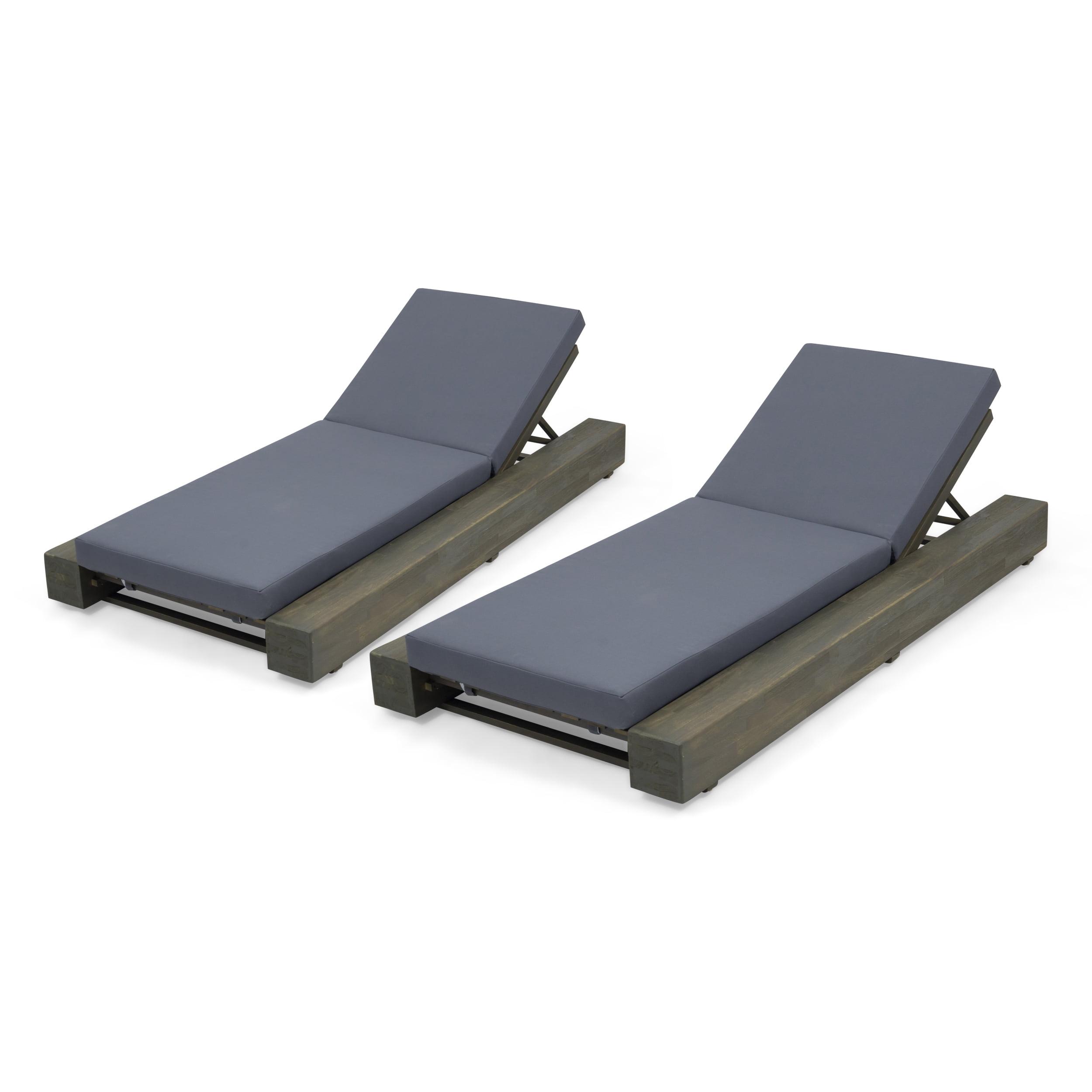 Donnie 39'' Outdoor Acacia Chaise Lounge (Set of 2)