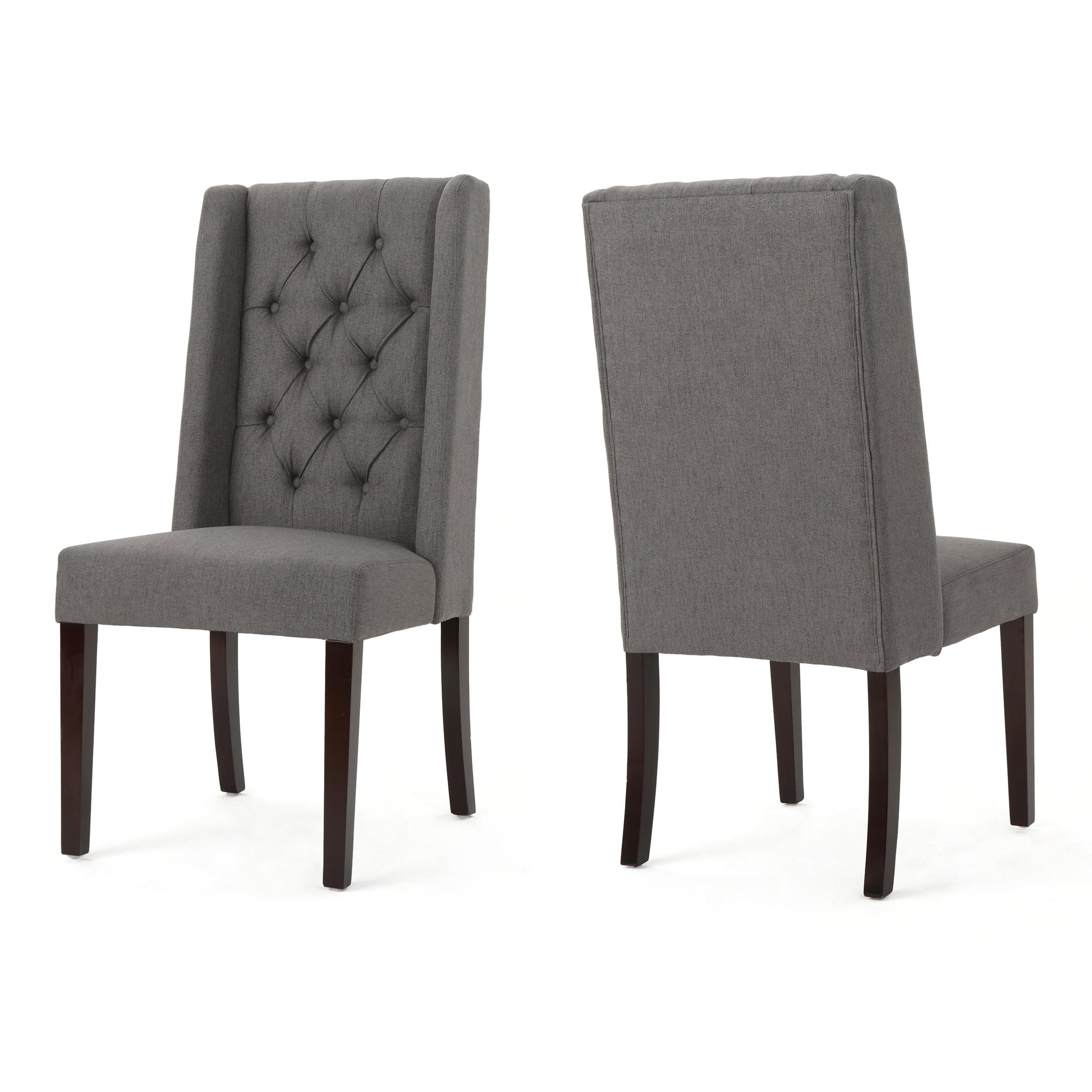 NicBex 2pc Dining Chair with Tufted Button Backrest Modern Upholstered Dining Room Side Chair with Wood Legs,Dark Gray