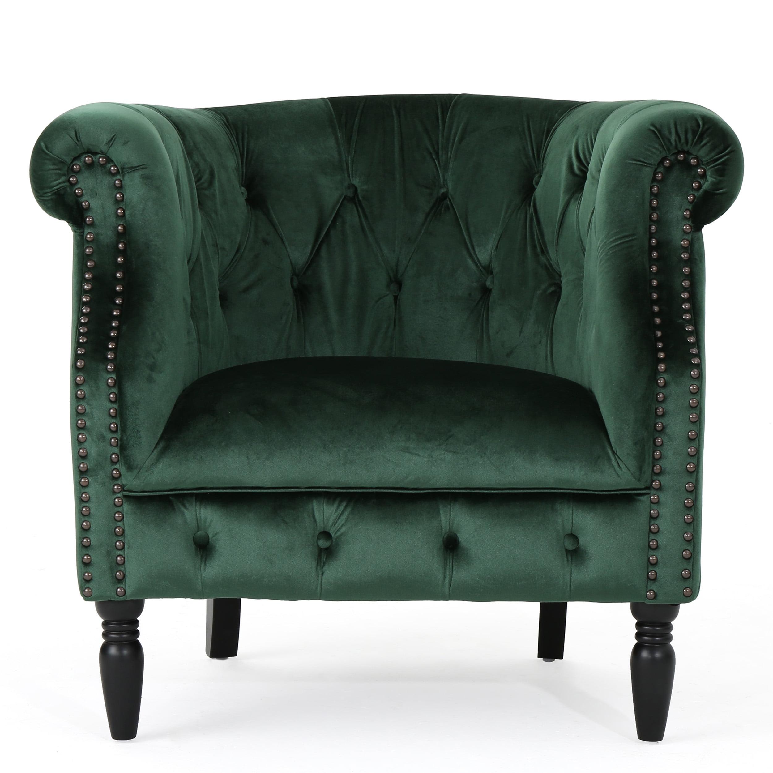 Christopher Knight Home Akira New Velvet Club Chair Emerald Green: Upholstered Reading Accent Chair