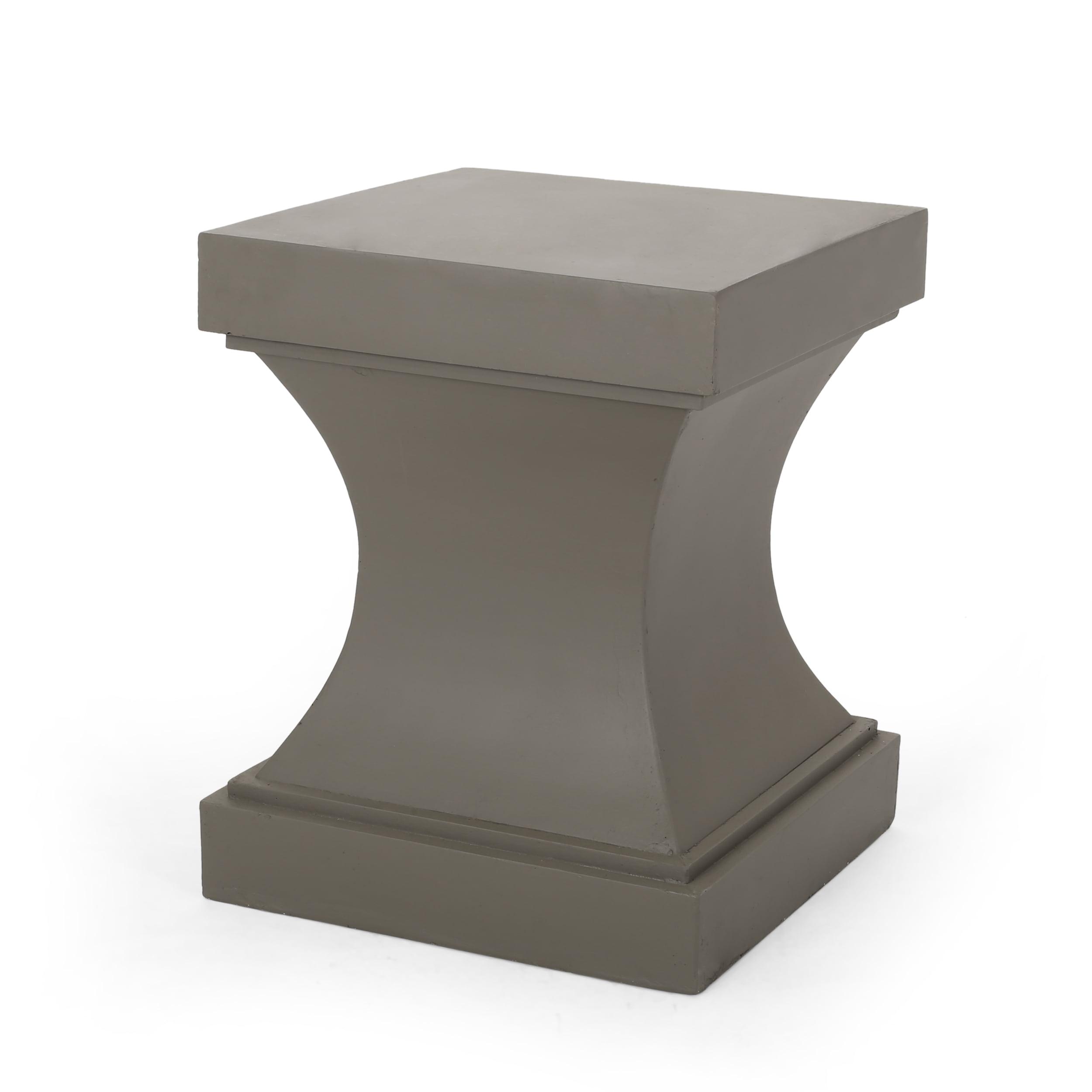 GDF Studio Atrass Outdoor Modern Lightweight Concrete Side Table, Light Gray