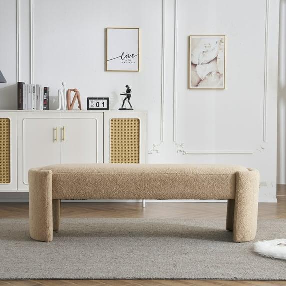 Christopher Knight Home Eugene Modern Boulce Upholstered Ottoman, Light Camel