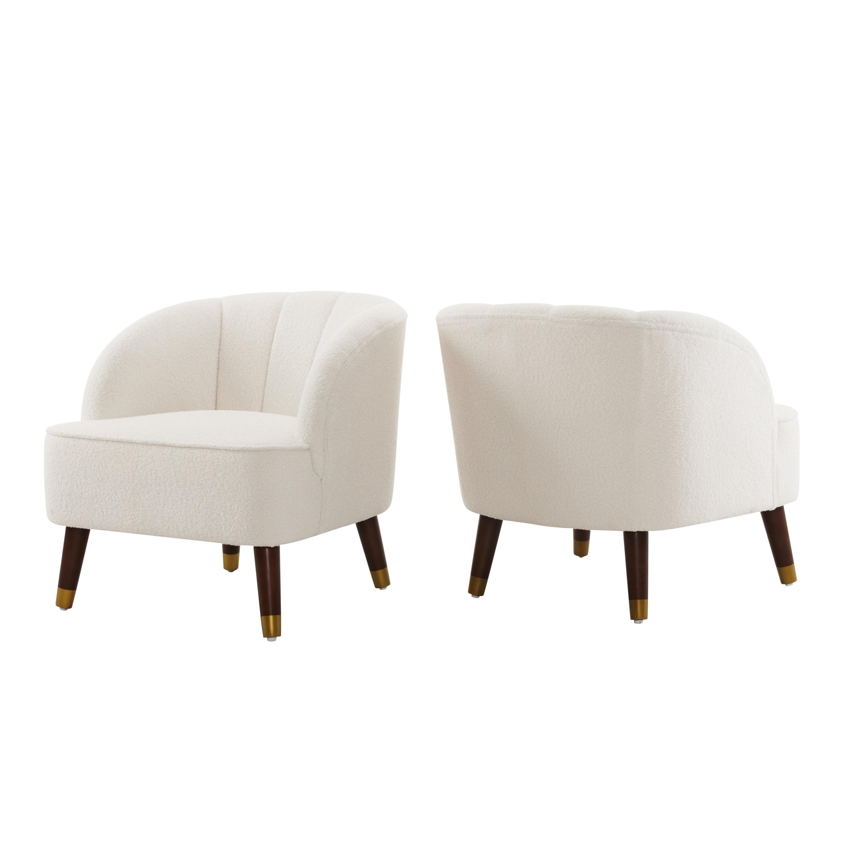 GDF Studio Boucle White Modern Barrel Club Chair (2-pack)