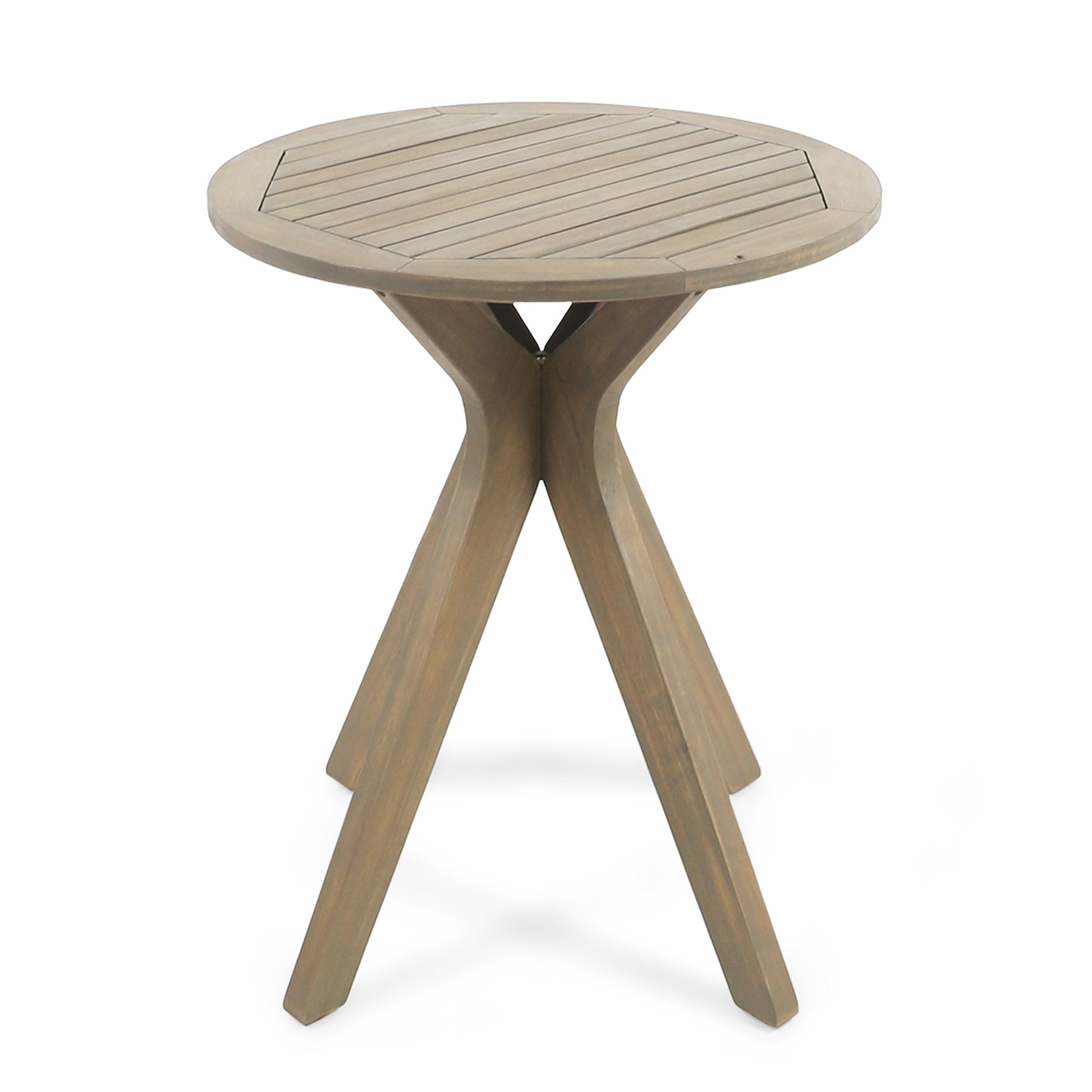 Stamford Round Acacia Wood Bistro Table with X Legs - Gray - Christopher Knight Home: Weather-Resistant, Patio Dining