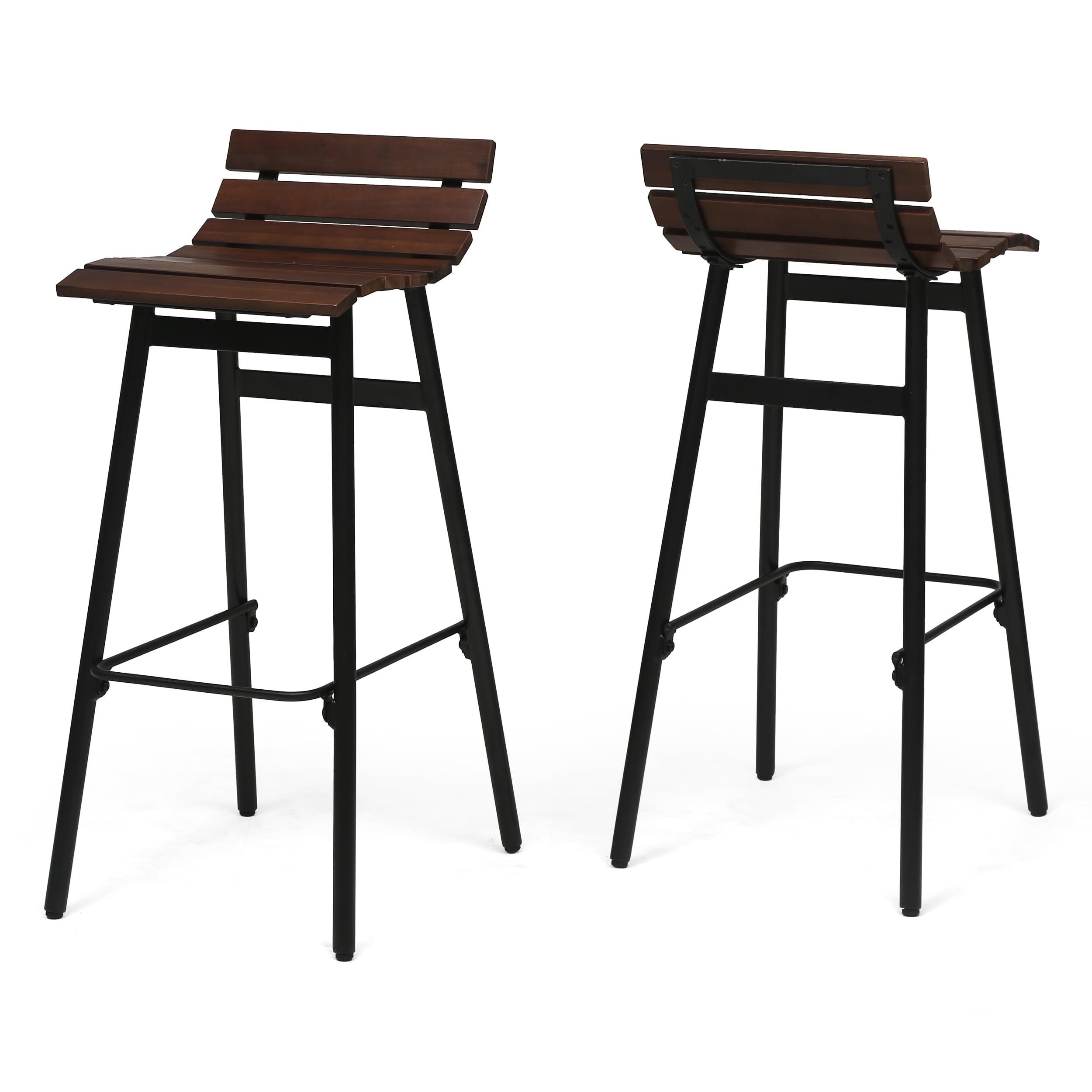 Set of 2 Pepperwood Wooden Barstool Dark Brown - Christopher Knight Home: Industrial Style, Acacia Frame, 29.25" Height