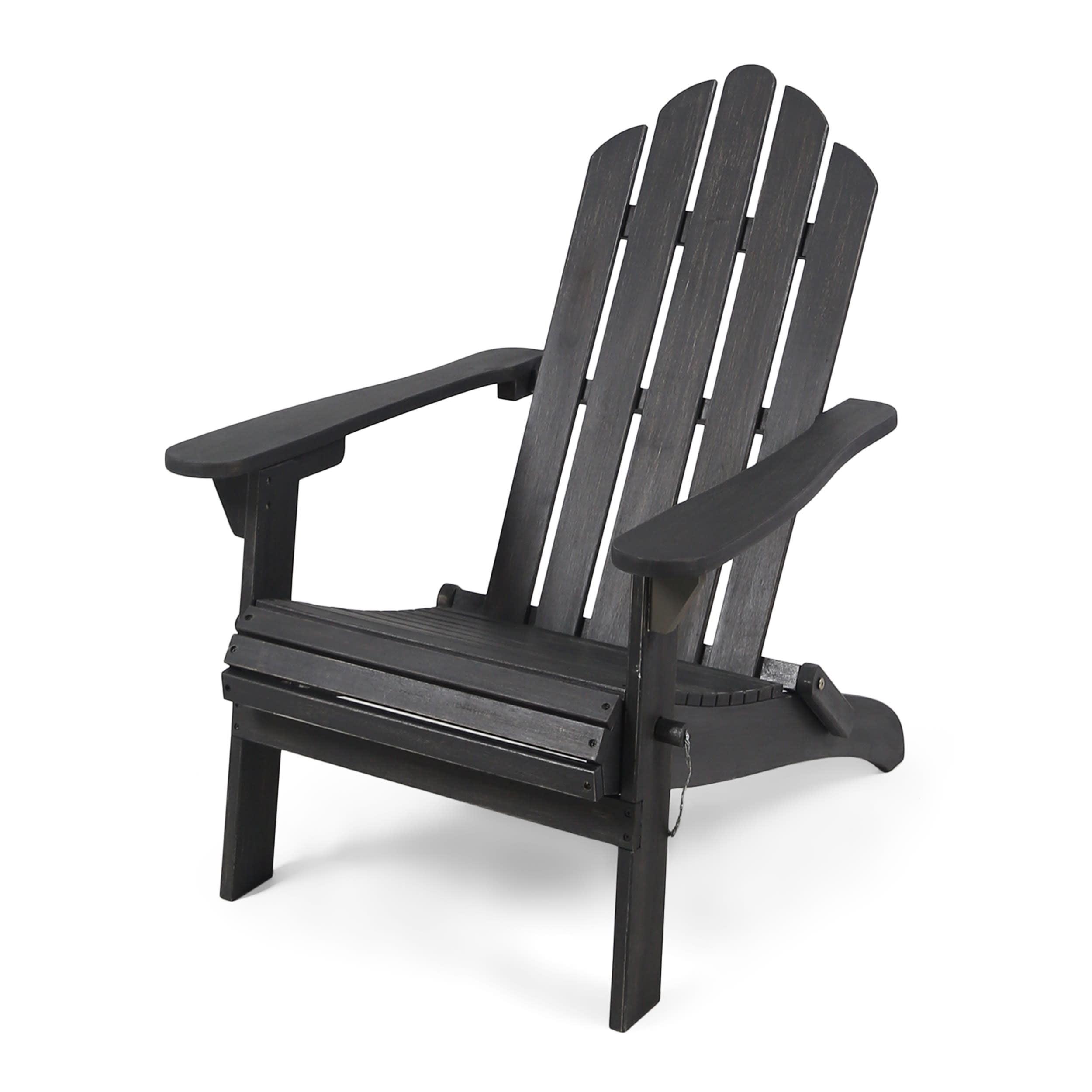 Cara Dark Gray Foldable Acacia Wood Adirondack Chair