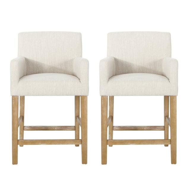 Christopher Knight Home Chaparral Contemporary Fabric Upholstered Wood 26 inch Counter Stools (Set of 2), Beige and Weathered Natural