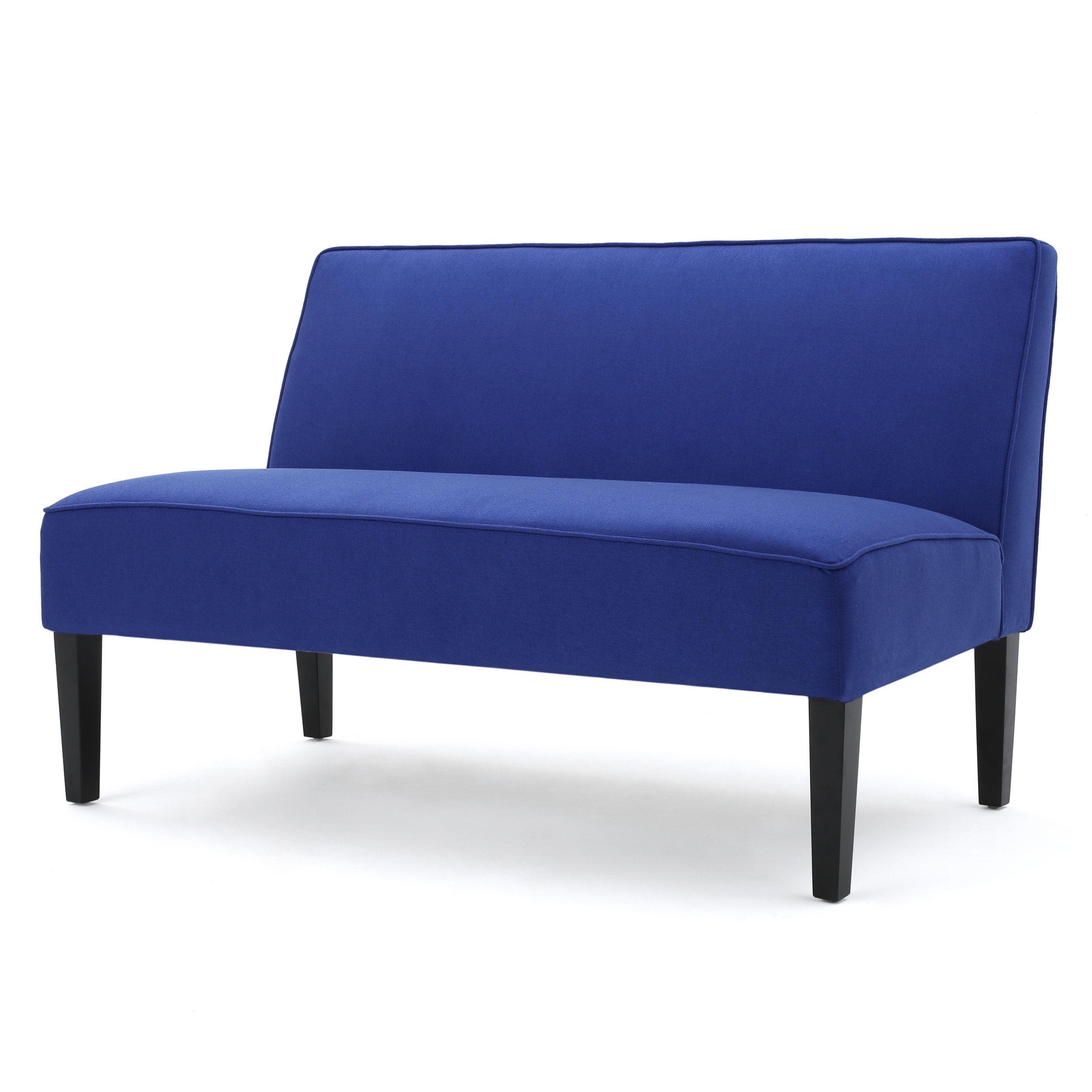 Charlotte Royal Blue Fabric Loveseat with Black Wood Legs