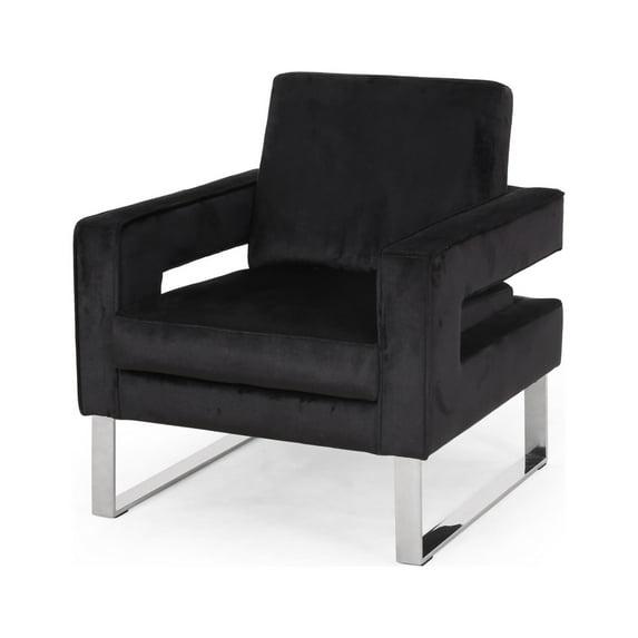 GDF Studio Clarkson Modern Velvet Upholstered Club Chair, Black and Silver