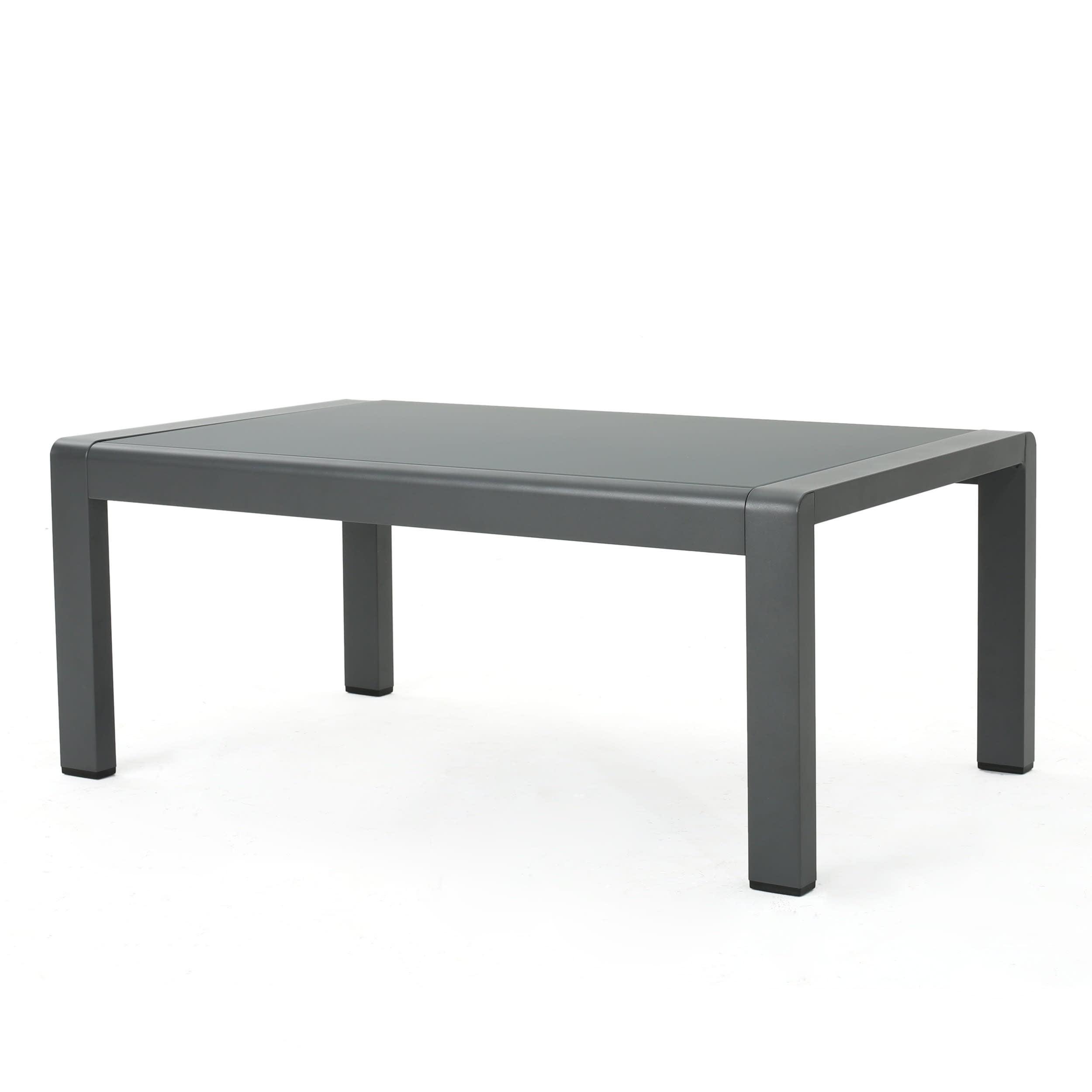 Cape Coral Rectangle Aluminum Coffee Table with Glass Top - Gray - Christopher Knight Home: Weather-Resistant Patio Table