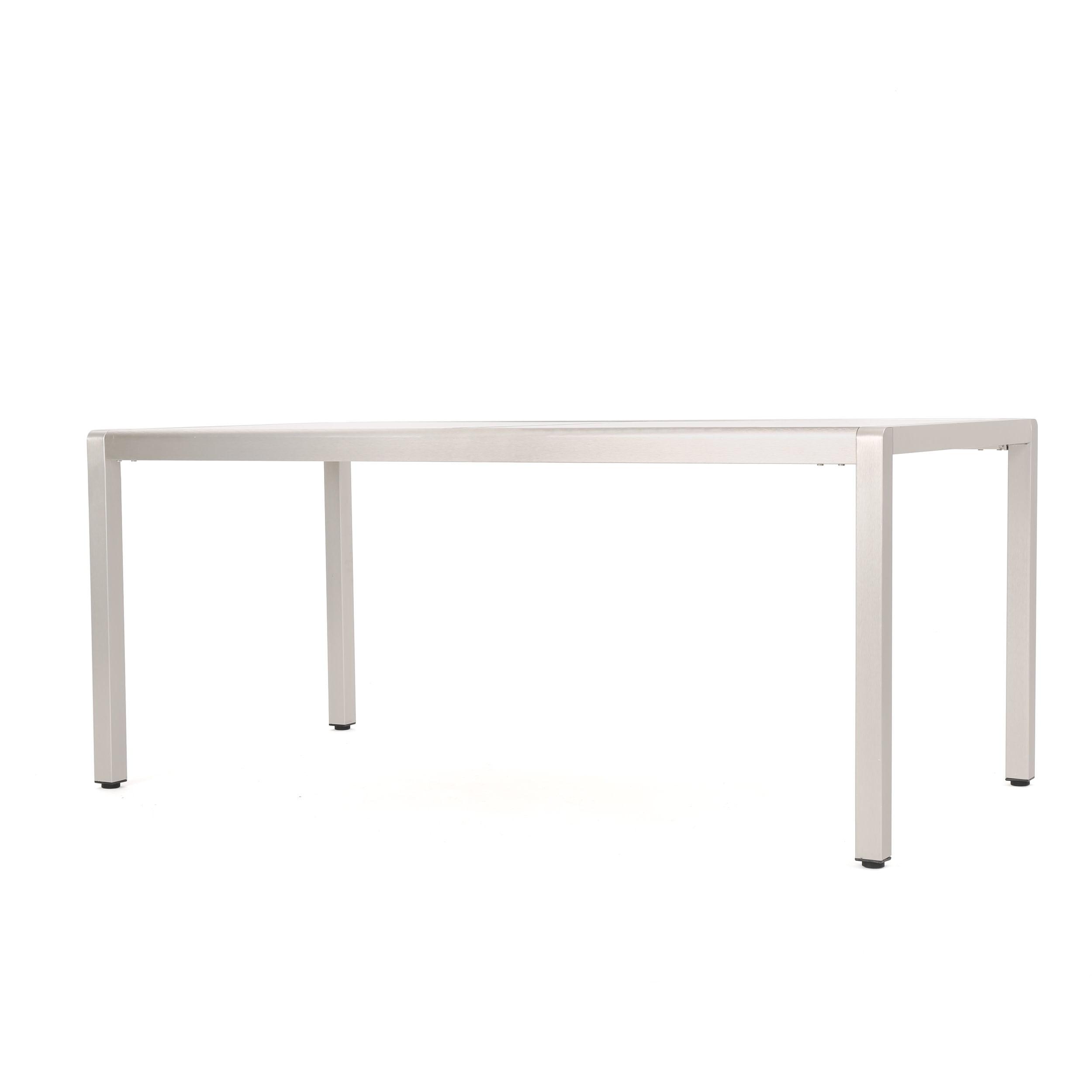 Sleek Aluminum and Opaque Glass Modern Outdoor Dining Table