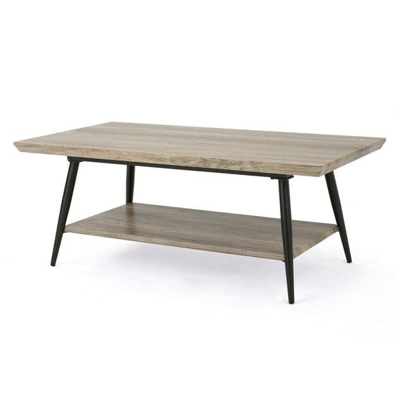 GDF Studio Darlington Modern Industrial Wood Coffee Table with Shelf, Canyon Gray and Black