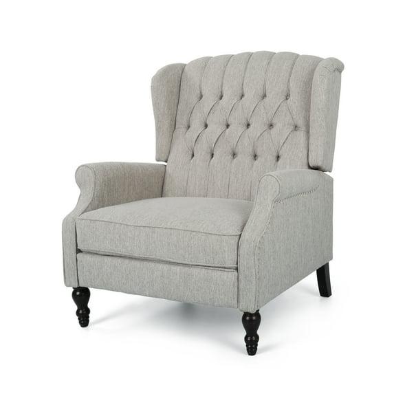Apaloosa Oversized Wingback Press-Back Recliner Light Gray - Christopher Knight Home: Tufted, Nailhead Trim, Wood Legs