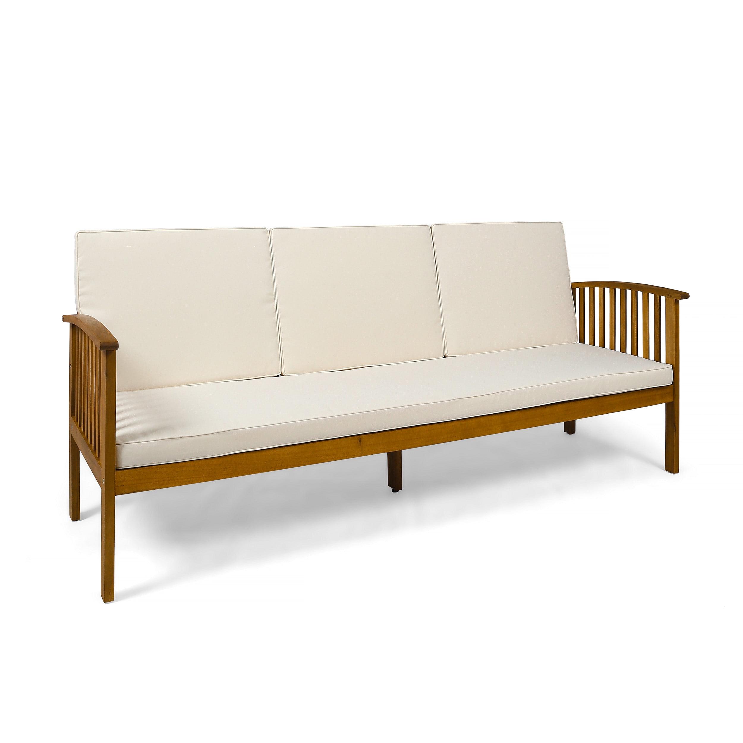 Carolina Acacia Wood Patio Sofa Teak - Christopher Knight Home: Weather-Resistant Outdoor Couch with Cushions