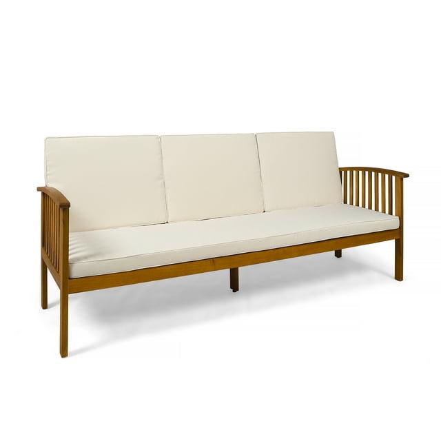 Carolina Acacia Wood Patio Sofa Teak - Christopher Knight Home: Weather-Resistant Outdoor Couch with Cushions