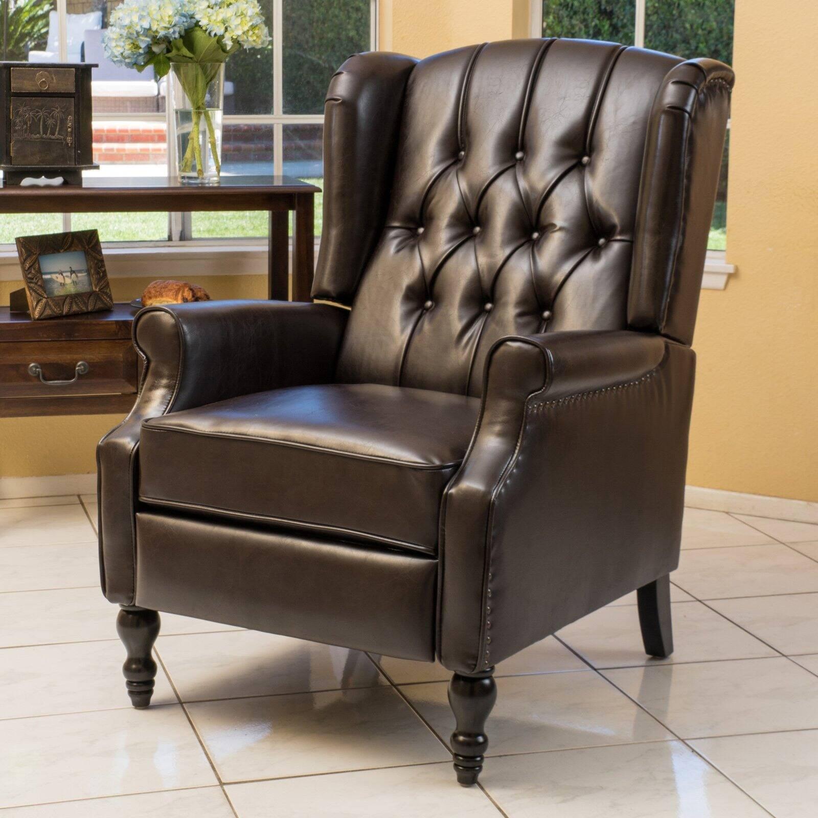 Walter Brown Bonded Leather Recliner Club Chair - Christopher Knight Home: Comfortable Seating, 250lb Capacity