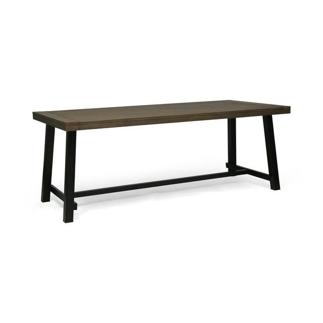 Carlisle 79" Rectangle Acacia and Iron Dining Table Gray/Black - Christopher Knight Home: Weather-Resistant, Seats 8