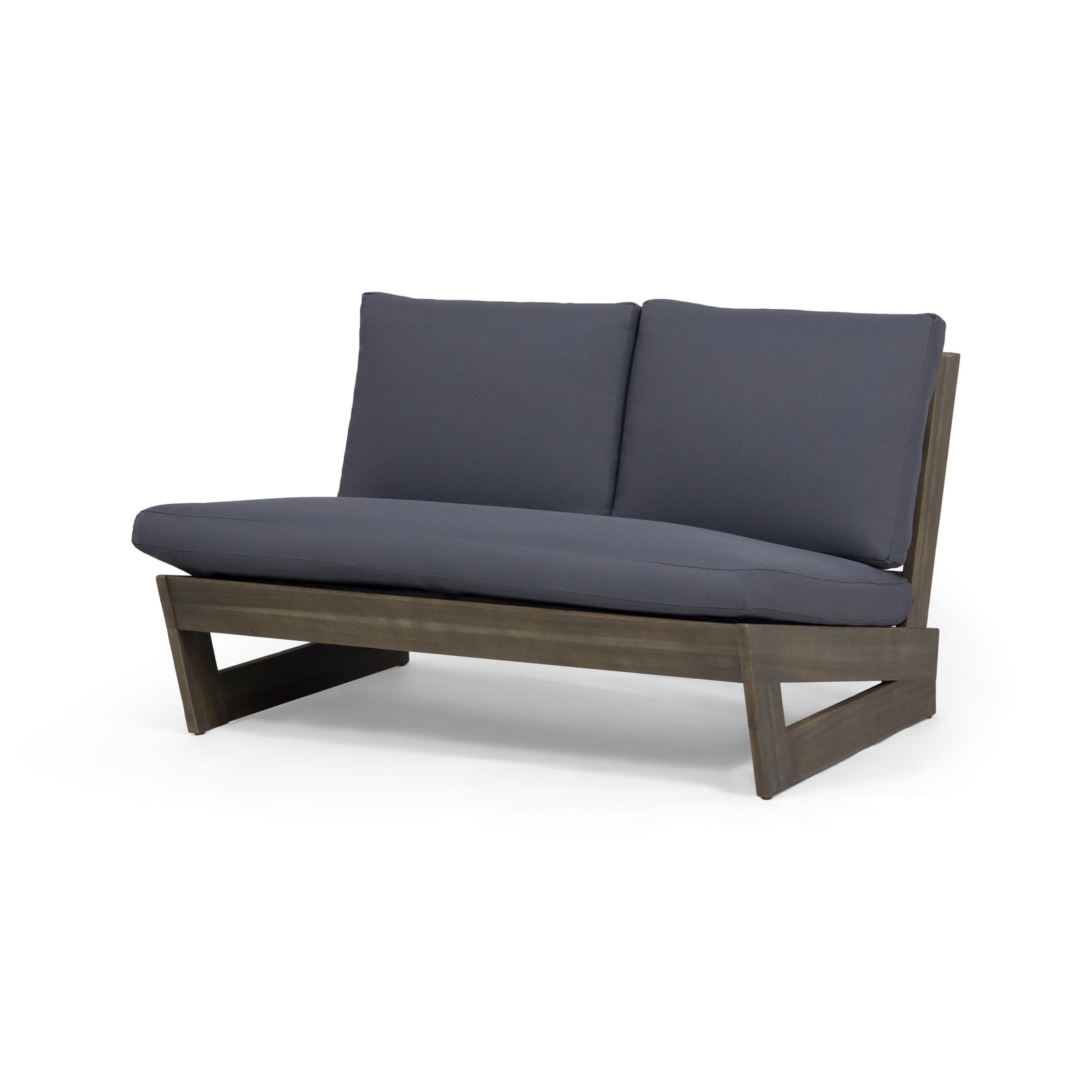 Gray Acacia Wood Outdoor Loveseat with Dark Gray Cushions