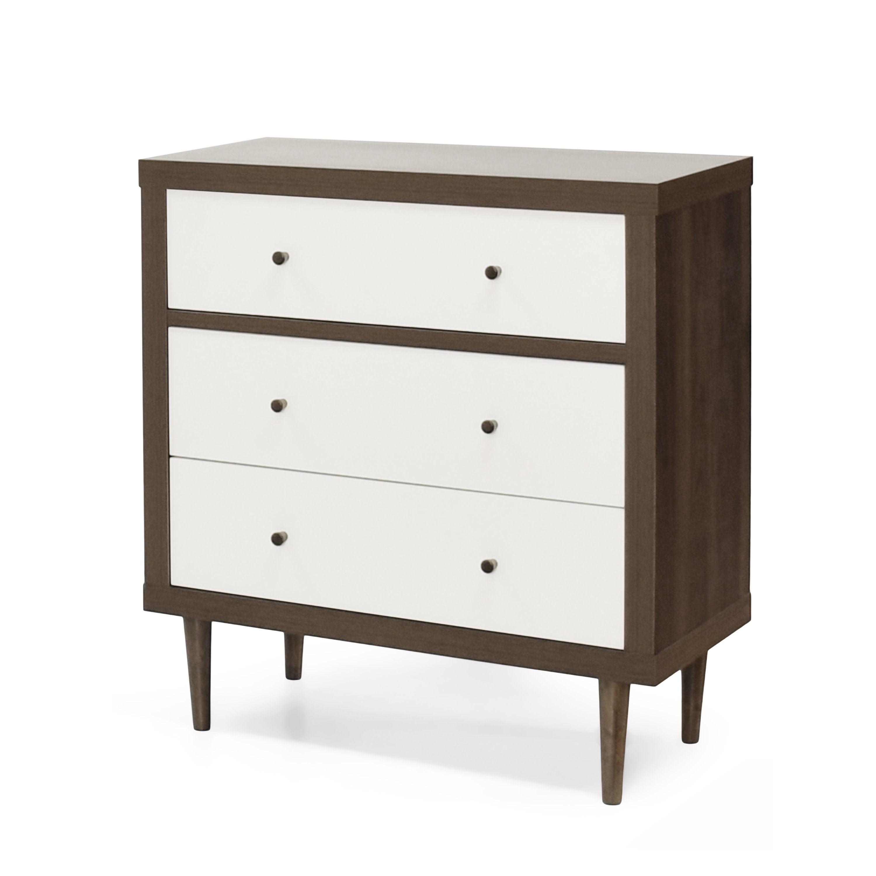 Christopher Knight Home Nystrom Mid-Century Modern 3 Drawer Chest Walnut/White