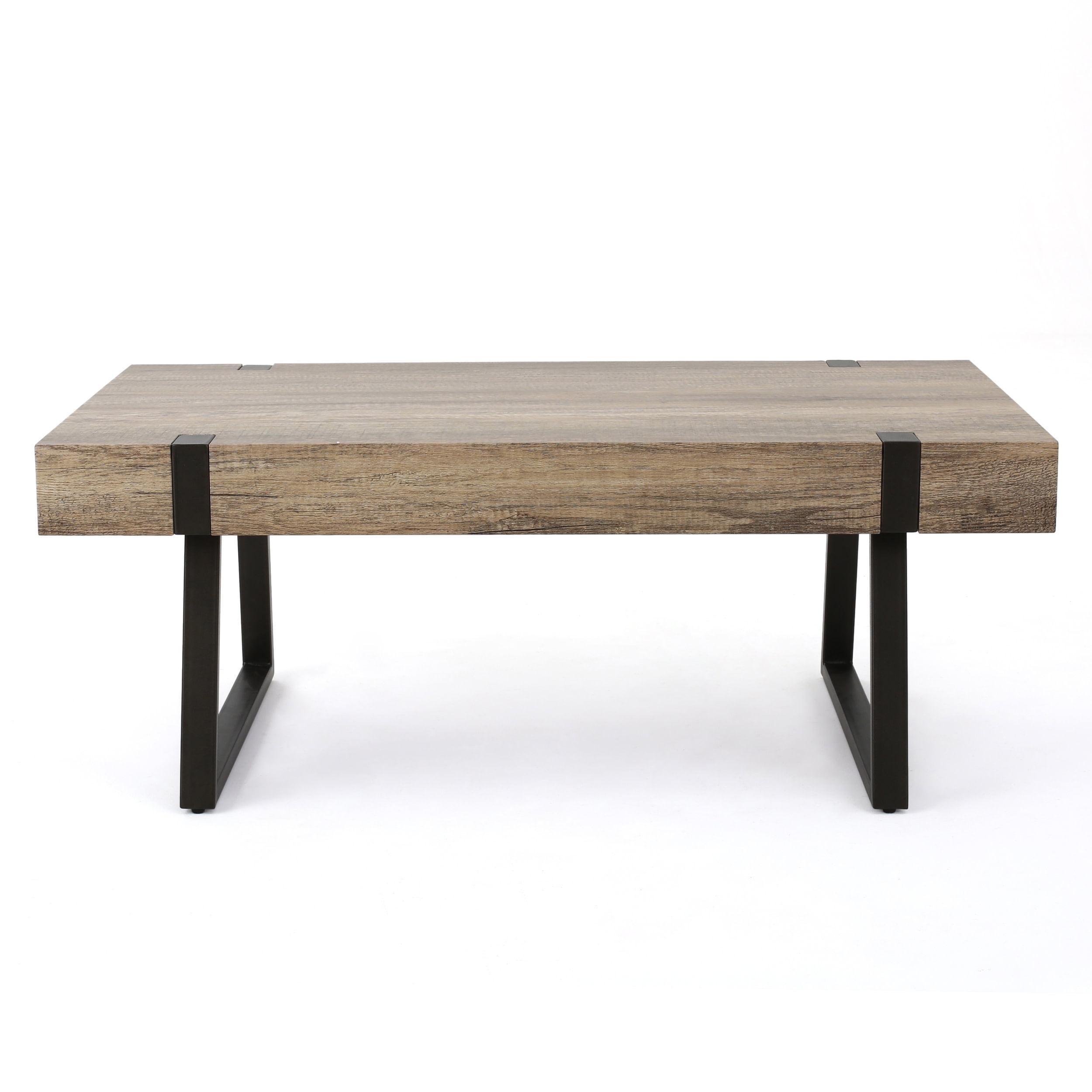 Canyon Gray Rectangular Coffee Table with Industrial Metal Legs