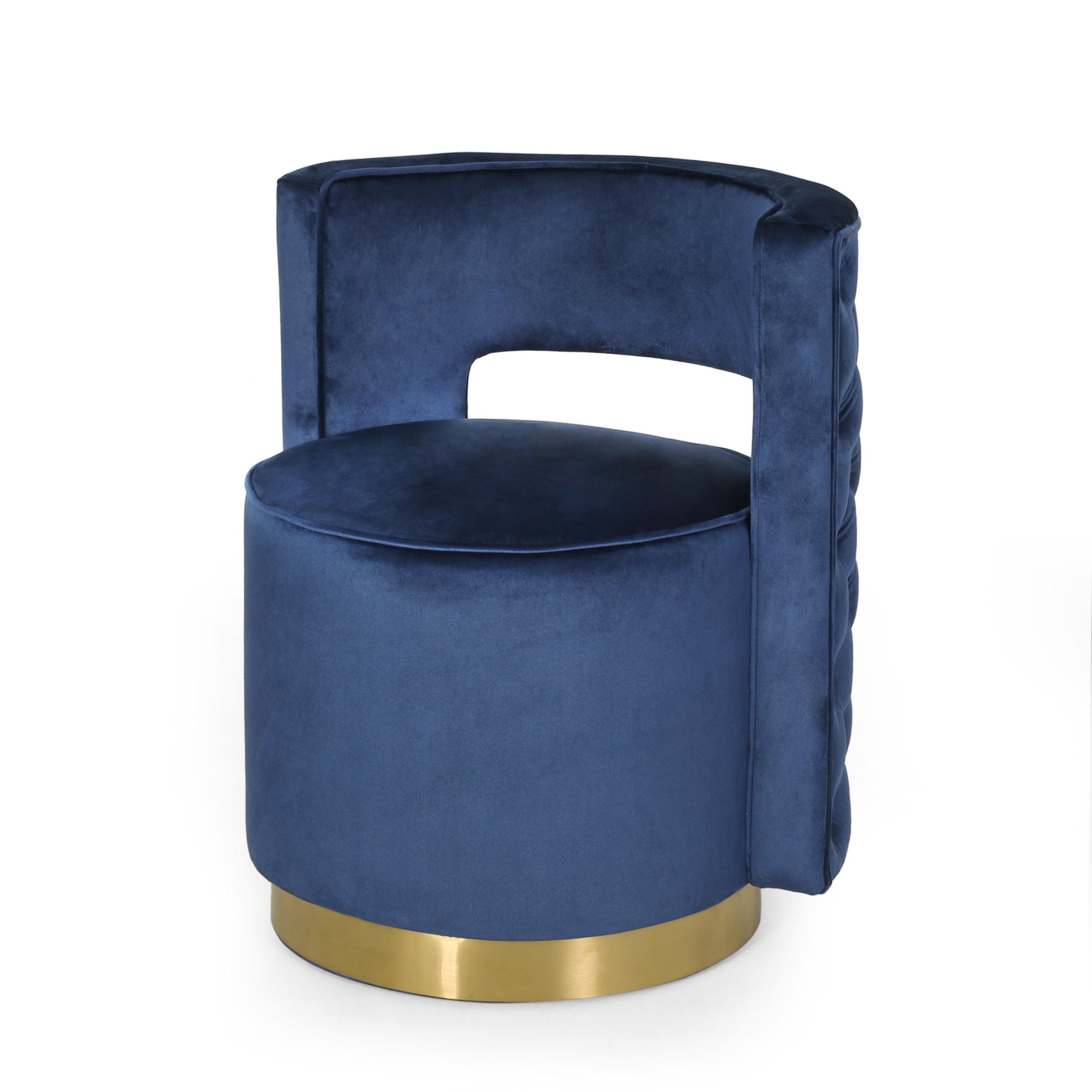 GDFStudio Freas Modern Open Back Velvet Swivel Club Chair, Cobalt