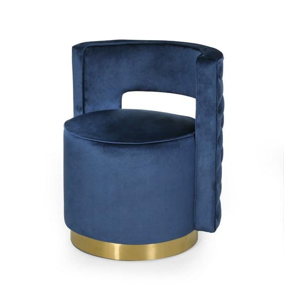GDFStudio Freas Modern Open Back Velvet Swivel Club Chair, Cobalt