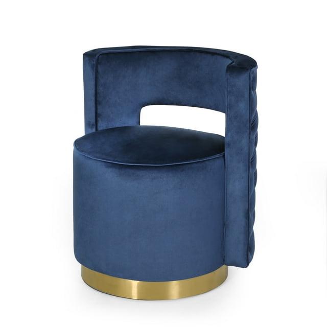 GDFStudio Freas Modern Open Back Velvet Swivel Club Chair, Cobalt
