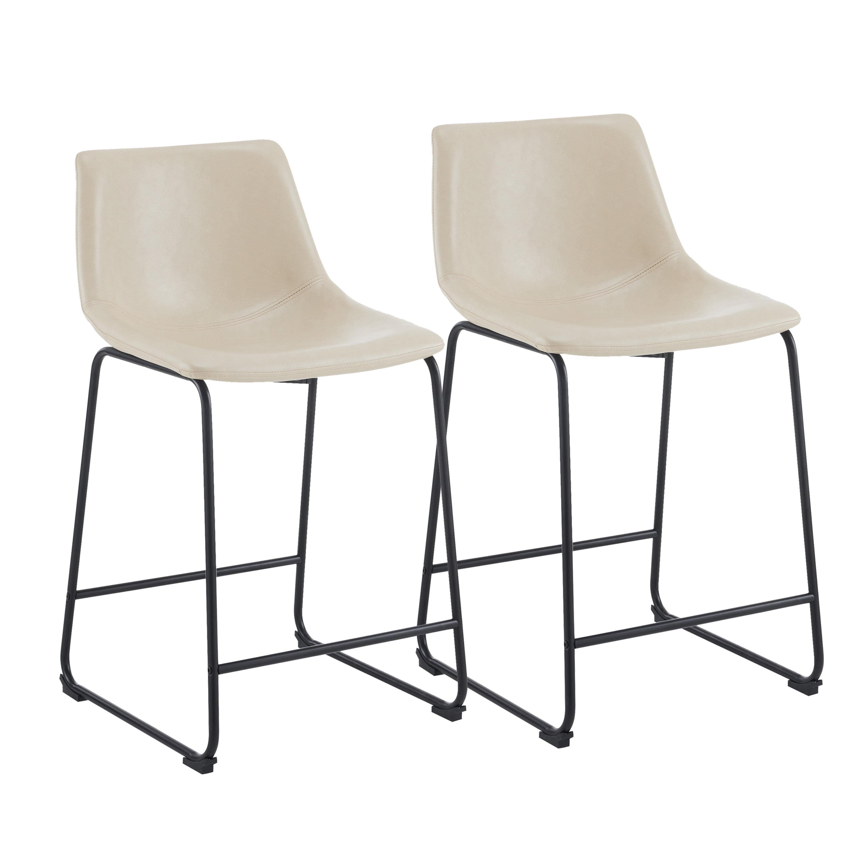 Christopher Knight Home Hassendale Indoor Faux Leather Counter Stool (Set of 2), Cream