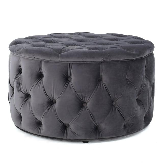Zelfa New Velvet Ottoman Gray - Christopher Knight Home