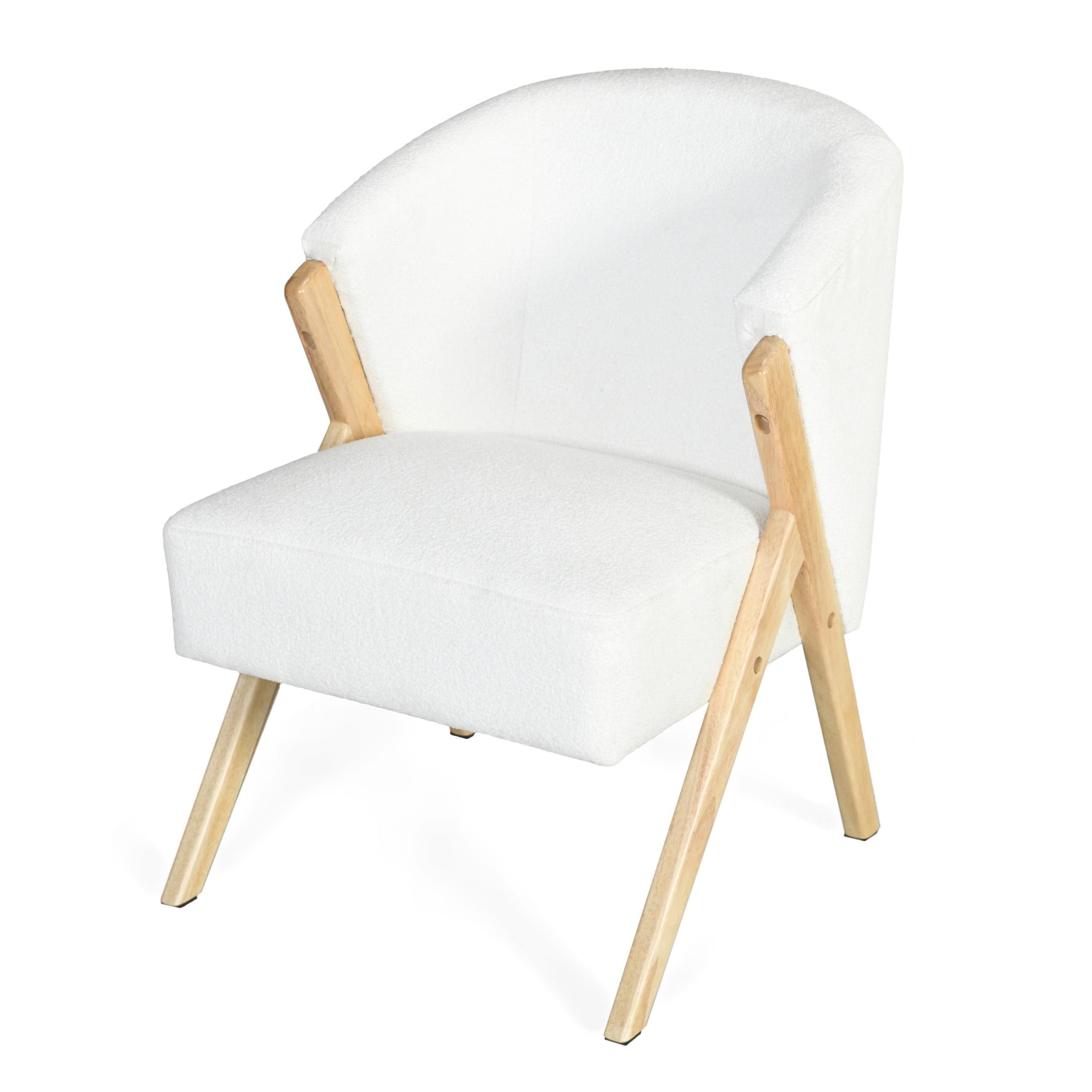 GDF Studio Innovative Modern Accent Chair with Curved Backrest, White
