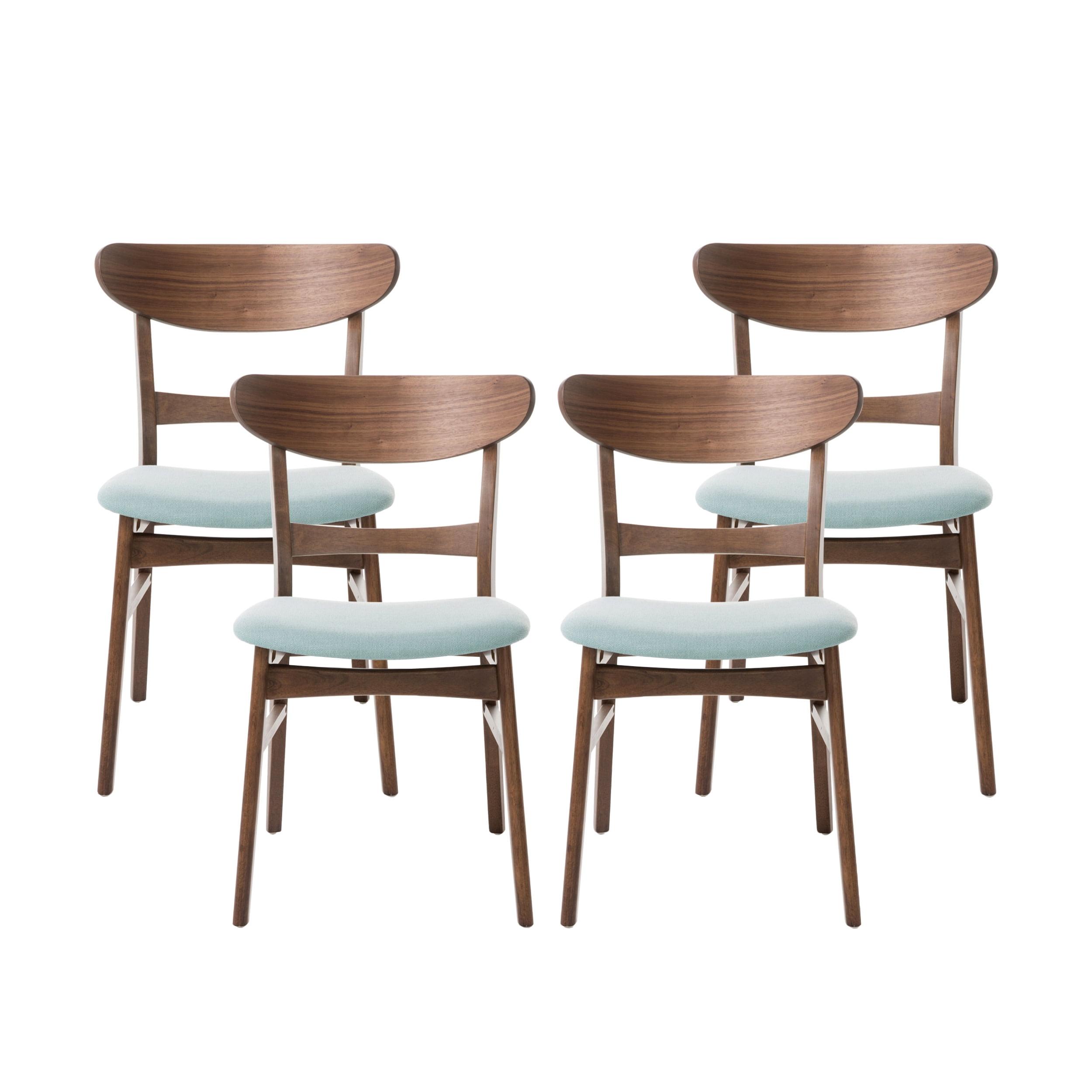 Set of 4 Idalia Mid-Century Modern Dining Chairs Mint/Walnut: Upholstered, Rubberwood Frame - Christopher Knight Home