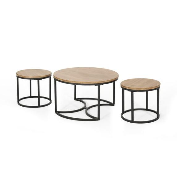 3pc Gerrish Modern Industrial Table Set Antique Brown - Christopher Knight Home: Sturdy Space-Saving Furniture