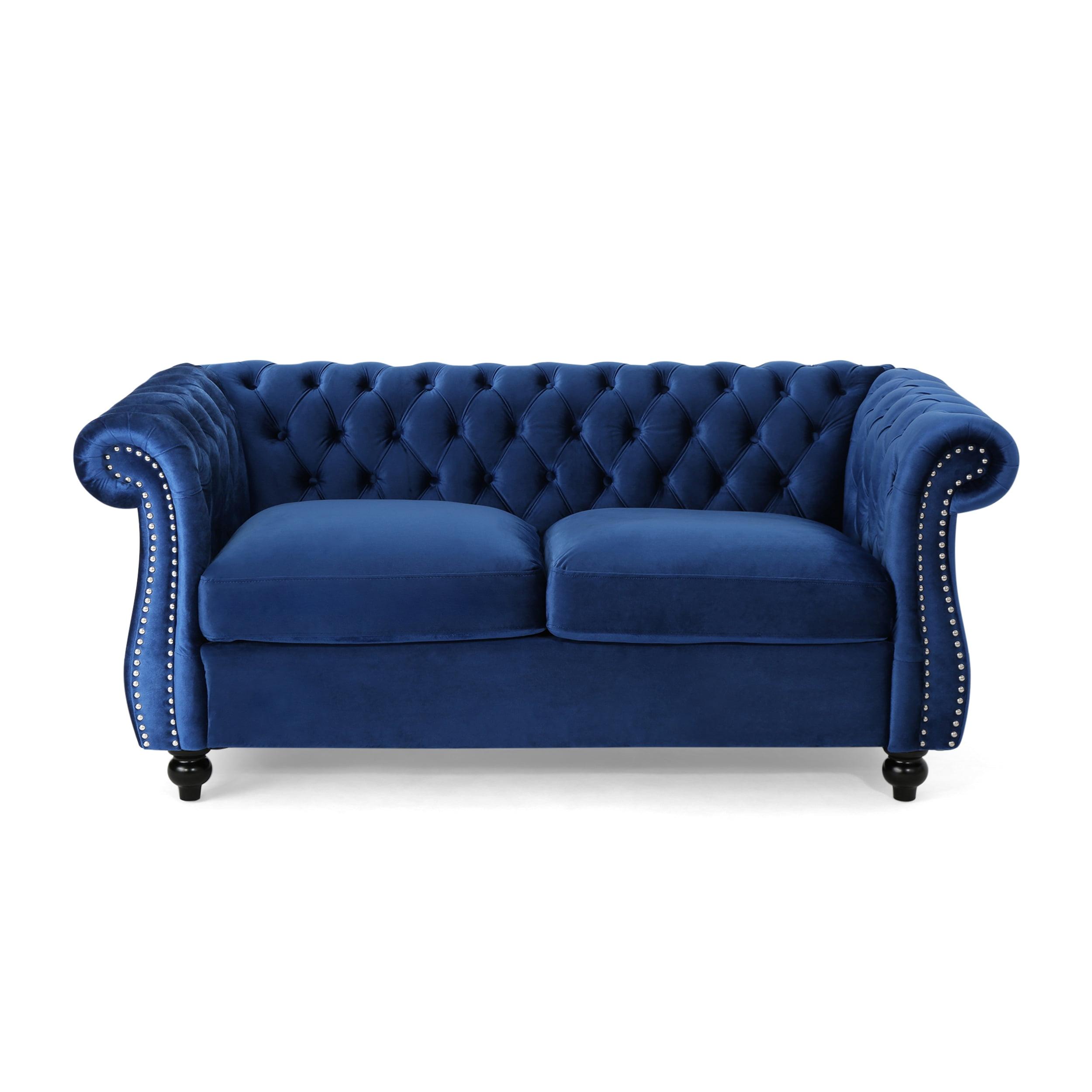 Somerville Traditional Chesterfield Loveseat Navy - Christopher Knight Home: Elegant Tufted Design, Nailhead Trim, Comfort Seating