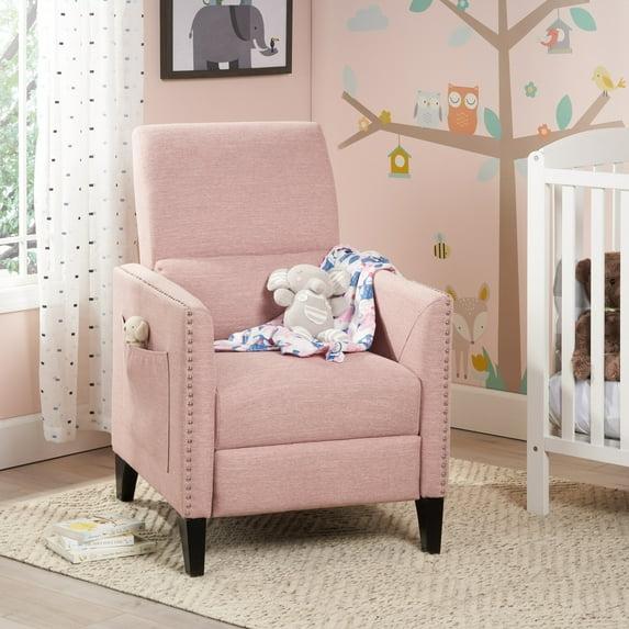 Alscot Contemporary Push Back Recliner Light Pink - Christopher Knight Home: Upholstered Accent Chair, 250lb Capacity