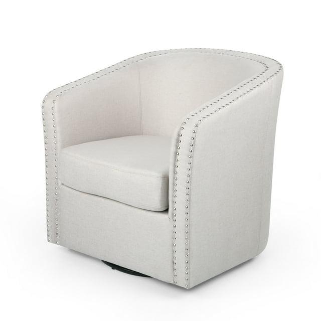 GDFStudio Leily Contemporary Fabric Swivel Club Chair, Wheat