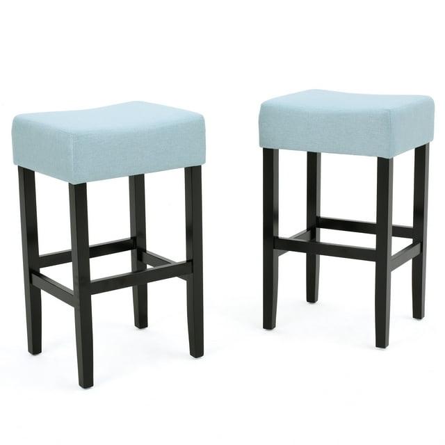Set of 2 26" Lopez Backless Counter Height Barstools Polyester Upholstery, Rubberwood Legs - Christopher Knight Home