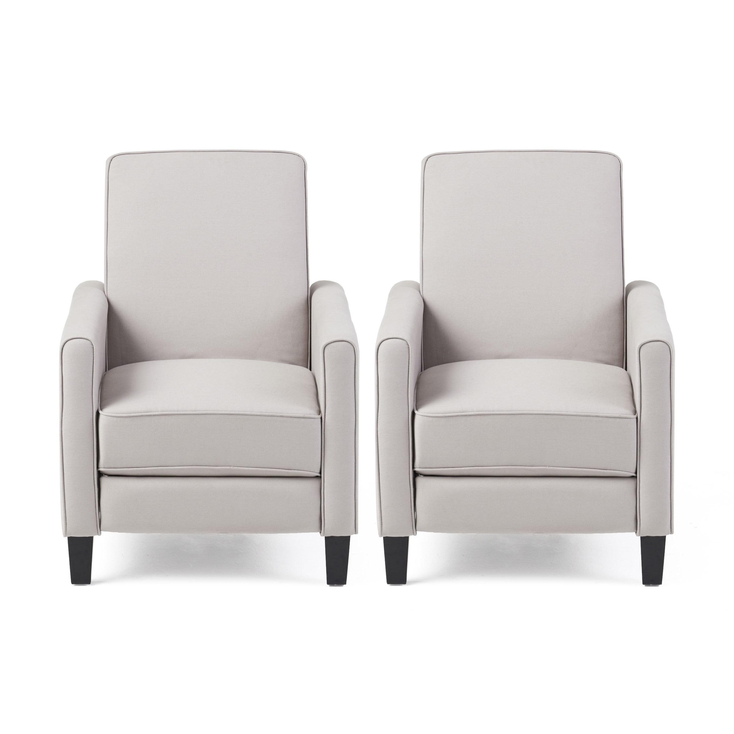 Christopher Knight Home Darvis Contemporary Upholstered Pushback Recliners (Set of 2), Light Gray/Fabric